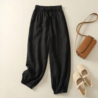 Naroa Linen Pants — Breathable Cotton - Linen Harem Pants with Relaxed Fit (Black XS) - | Zavonix