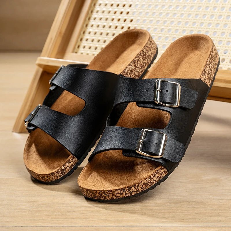 Natura™ Organic Leather Slippers (Black US 5.5 - 6 / EU 36 - 37) - | Zavonix
