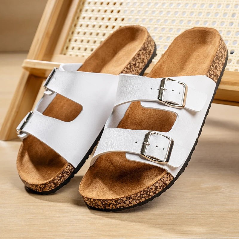 Natura™ Organic Leather Slippers (White US 5.5 - 6 / EU 36 - 37) - | Zavonix