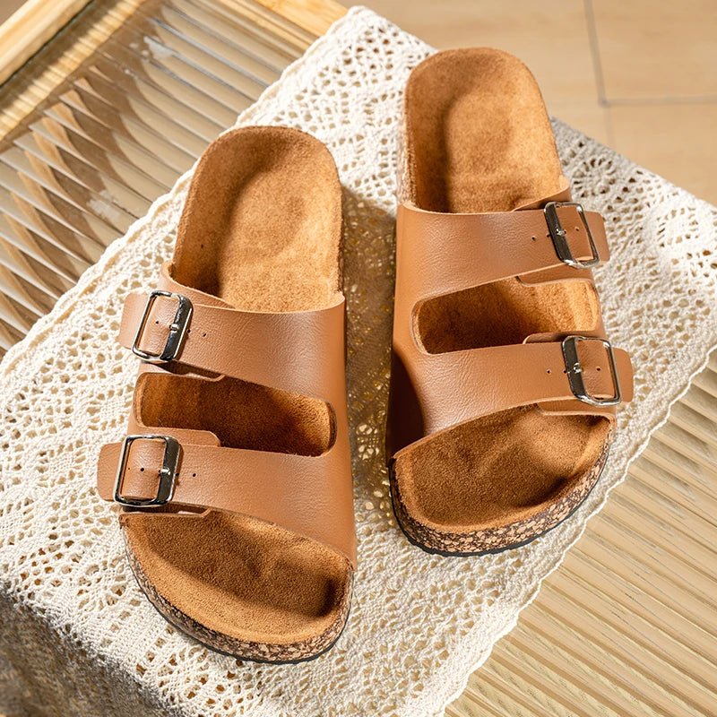Natura™ Organic Leather Slippers (Brown US 5.5 - 6 / EU 36 - 37) - | Zavonix