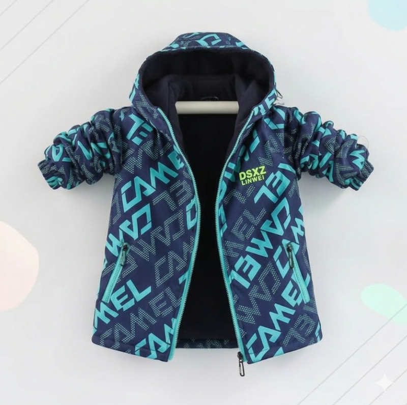 Navy-and-green letter-patterned kids&