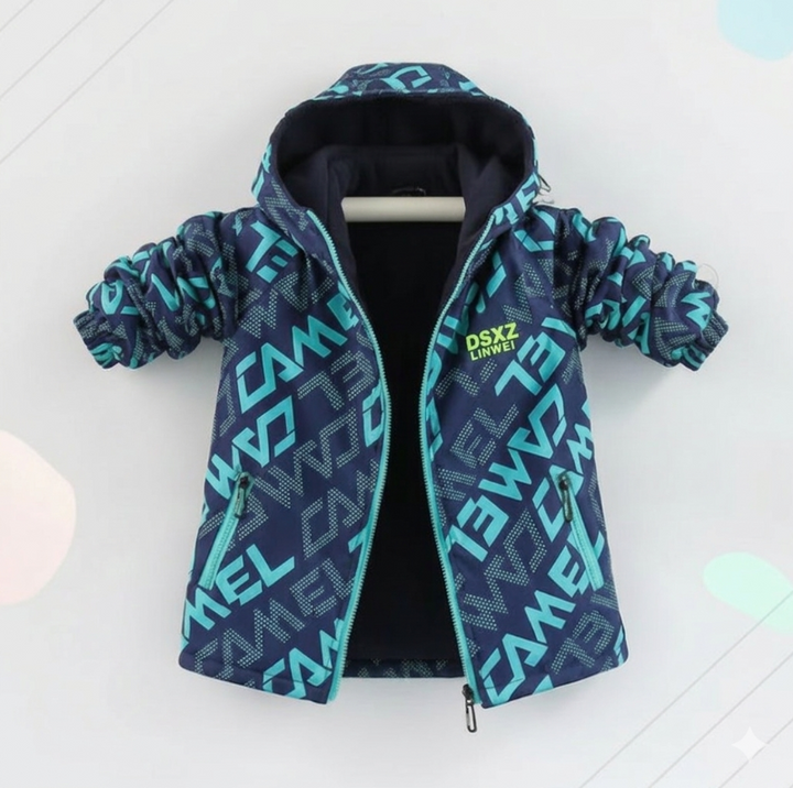 Navy-and-green letter-patterned kids&