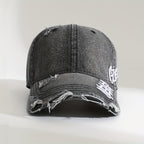 Never Give Up Distressed Denim Cap (Black ) - | Zavonix