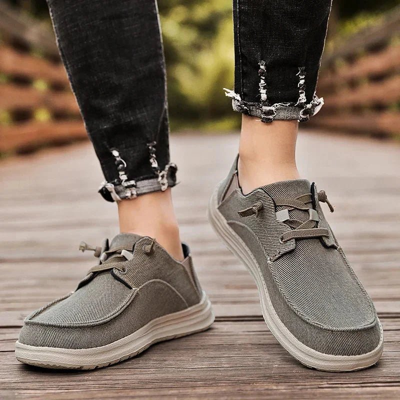 Canvas Slip - On Sneakers Nomad (Khaki 5.5) - Men's Shoes | Zavonix