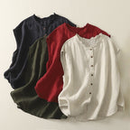 NINA LINEN SLEEVELESS VEST (Navy Blue XS) - | Zavonix