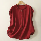 NINA LINEN SLEEVELESS VEST (Red XS) - | Zavonix