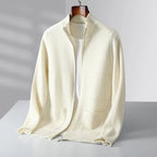 Nivara — Soft Cashmere Cardigan with Front Pockets for Warmth (White S) - | Zavonix