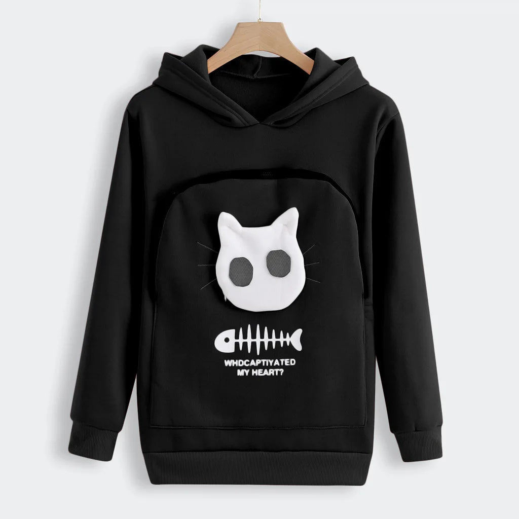 Nivara — Fleece-Kapuzenpullover mit Kängurutasche für kleine Katzen