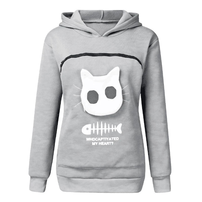Nivara — Fleece-Kapuzenpullover mit Kängurutasche für kleine Katzen