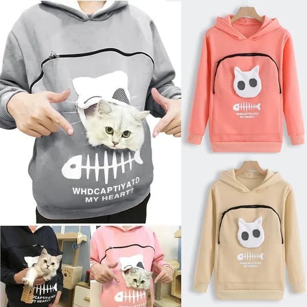 Nivara — Fleece-Kapuzenpullover mit Kängurutasche für kleine Katzen