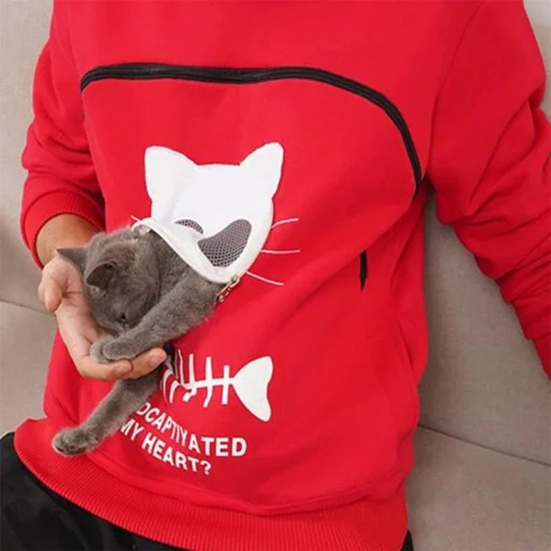 Nivara — Fleece-Kapuzenpullover mit Kängurutasche für kleine Katzen