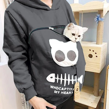 Nivara — Fleece-Kapuzenpullover mit Kängurutasche für kleine Katzen