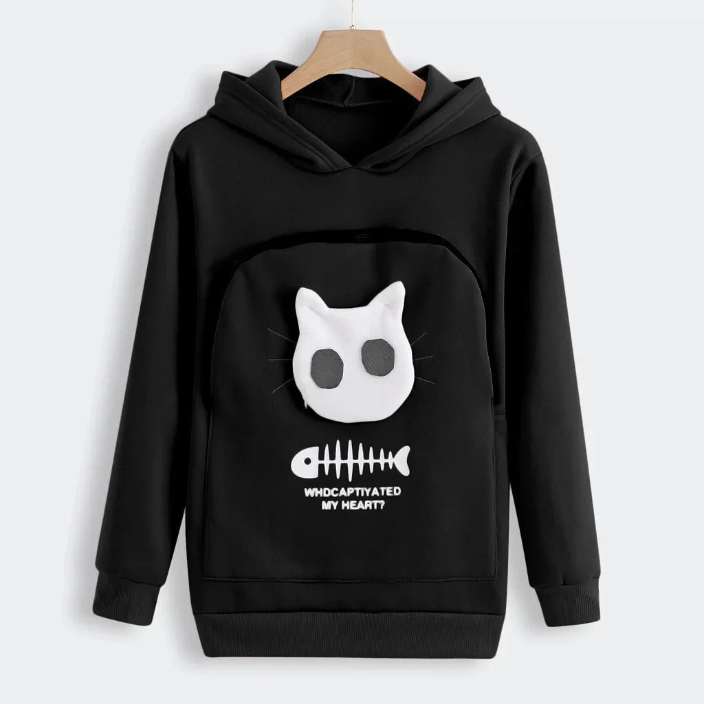 Nivara — Fleece-Kapuzenpullover mit Kängurutasche für kleine Katzen