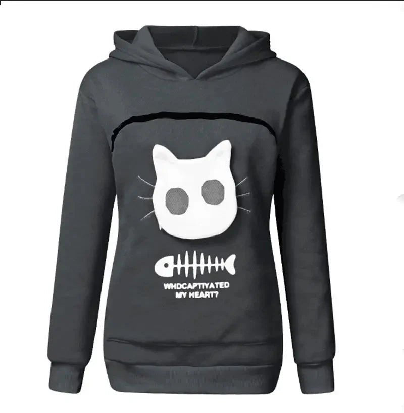 Nivara — Fleece-Kapuzenpullover mit Kängurutasche für kleine Katzen