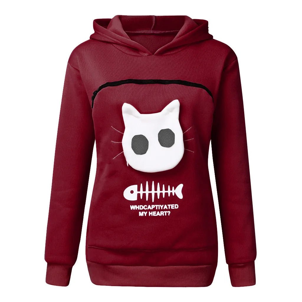 Nivara — Fleece-Kapuzenpullover mit Kängurutasche für kleine Katzen