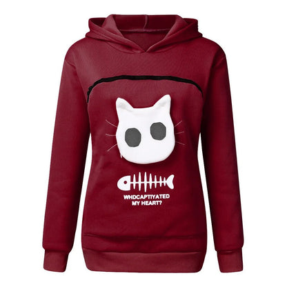 Nivara — Fleece-Kapuzenpullover mit Kängurutasche für kleine Katzen