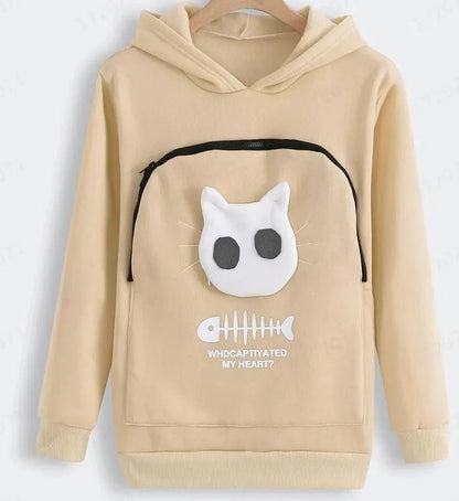 Nivara — Fleece-Kapuzenpullover mit Kängurutasche für kleine Katzen