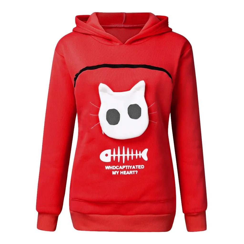 Nivara — Fleece-Kapuzenpullover mit Kängurutasche für kleine Katzen