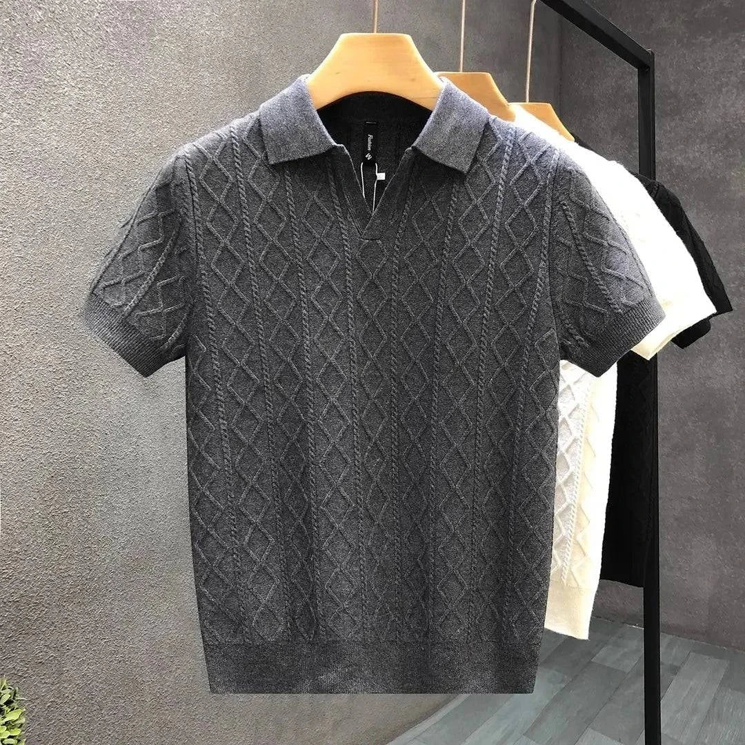 Nivara Knit Polo Diamond (Gray S) - Men's Polo | Zavonix