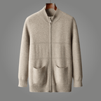 Nivara — Soft Cashmere Cardigan with Front Pockets for Warmth (Beige S) - | Zavonix