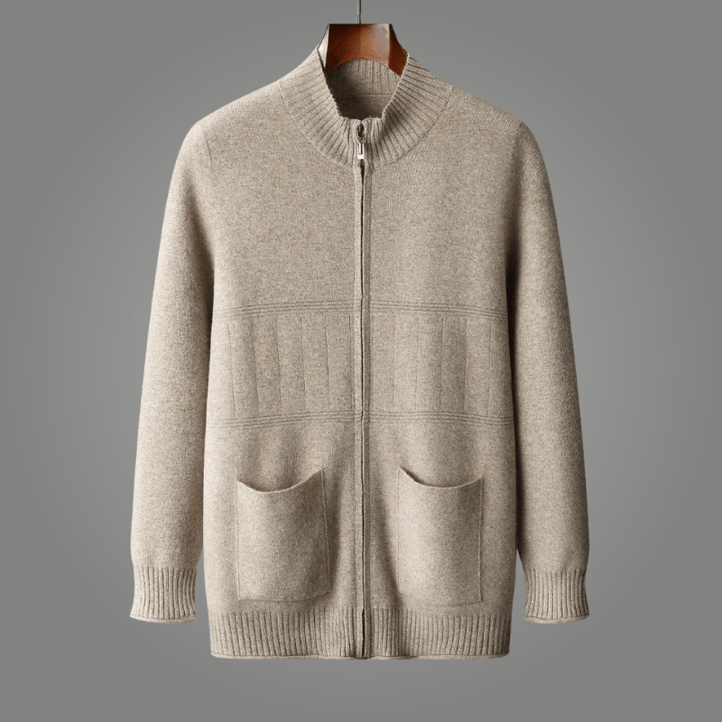 Nivara — Soft Cashmere Cardigan with Front Pockets for Warmth (Beige S) - | Zavonix