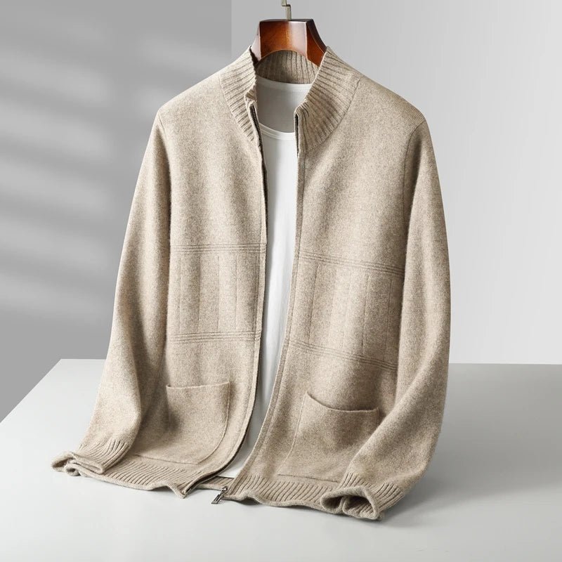 Nivara — Soft Cashmere Cardigan with Front Pockets for Warmth (Beige S) - | Zavonix