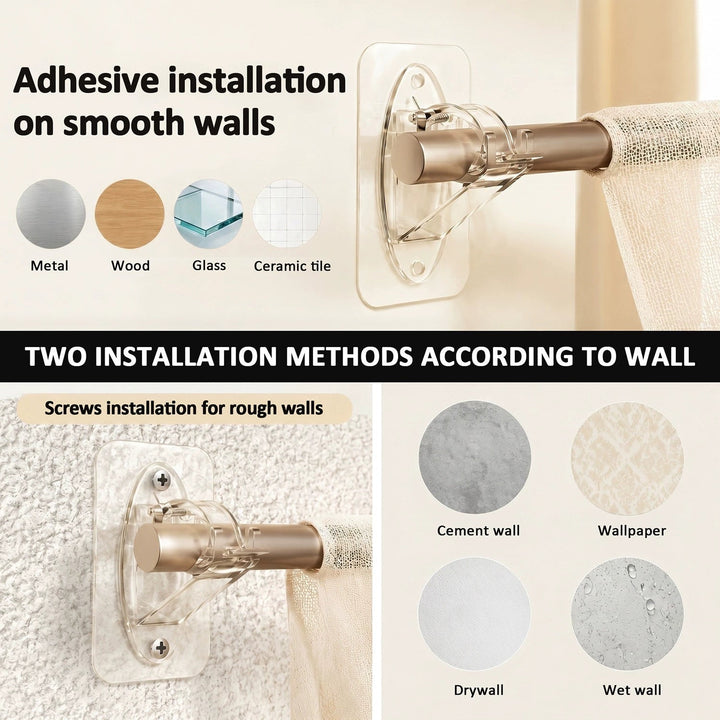 No Drill Adhesive Curtain Rod Brackets Product Image 04