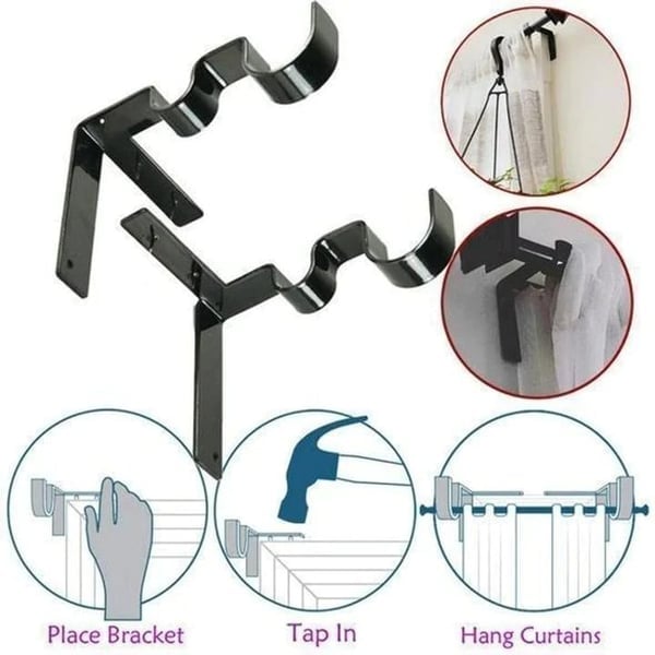 No Drill Curtain Rod Brackets Window Frame Holders Product Image 04