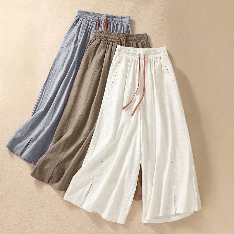 NOA LINEN PANTS (Khaki XS) - | Zavonix