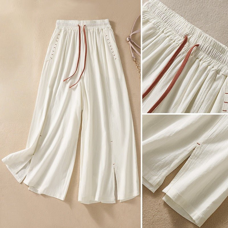 NOA LINEN PANTS (Khaki XS) - | Zavonix