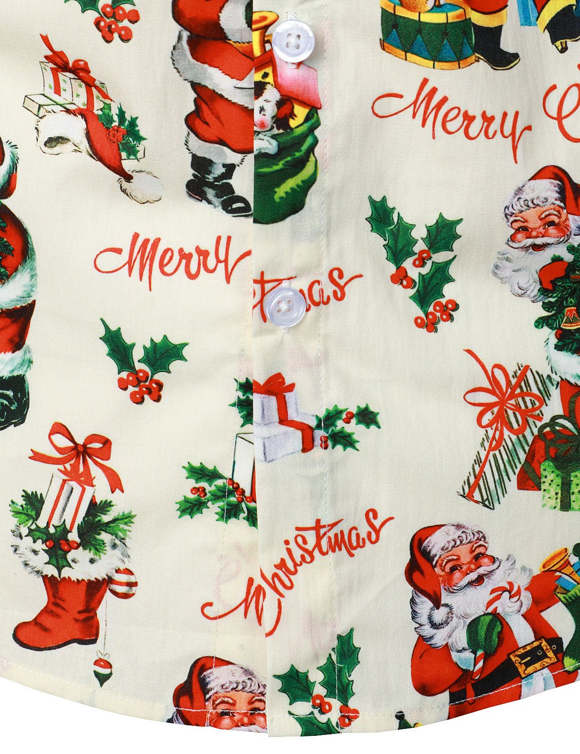 Noelix — Men’s Cotton Christmas Shirt with Long Sleeves (Beige S) - xmas | Zavonix