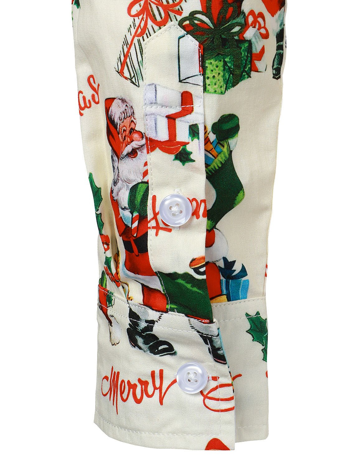 Noelix — Men’s Cotton Christmas Shirt with Long Sleeves (Beige S) - xmas | Zavonix