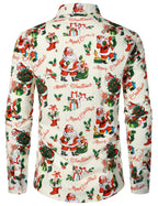 Noelix — Men’s Cotton Christmas Shirt with Long Sleeves (Beige S) - xmas | Zavonix
