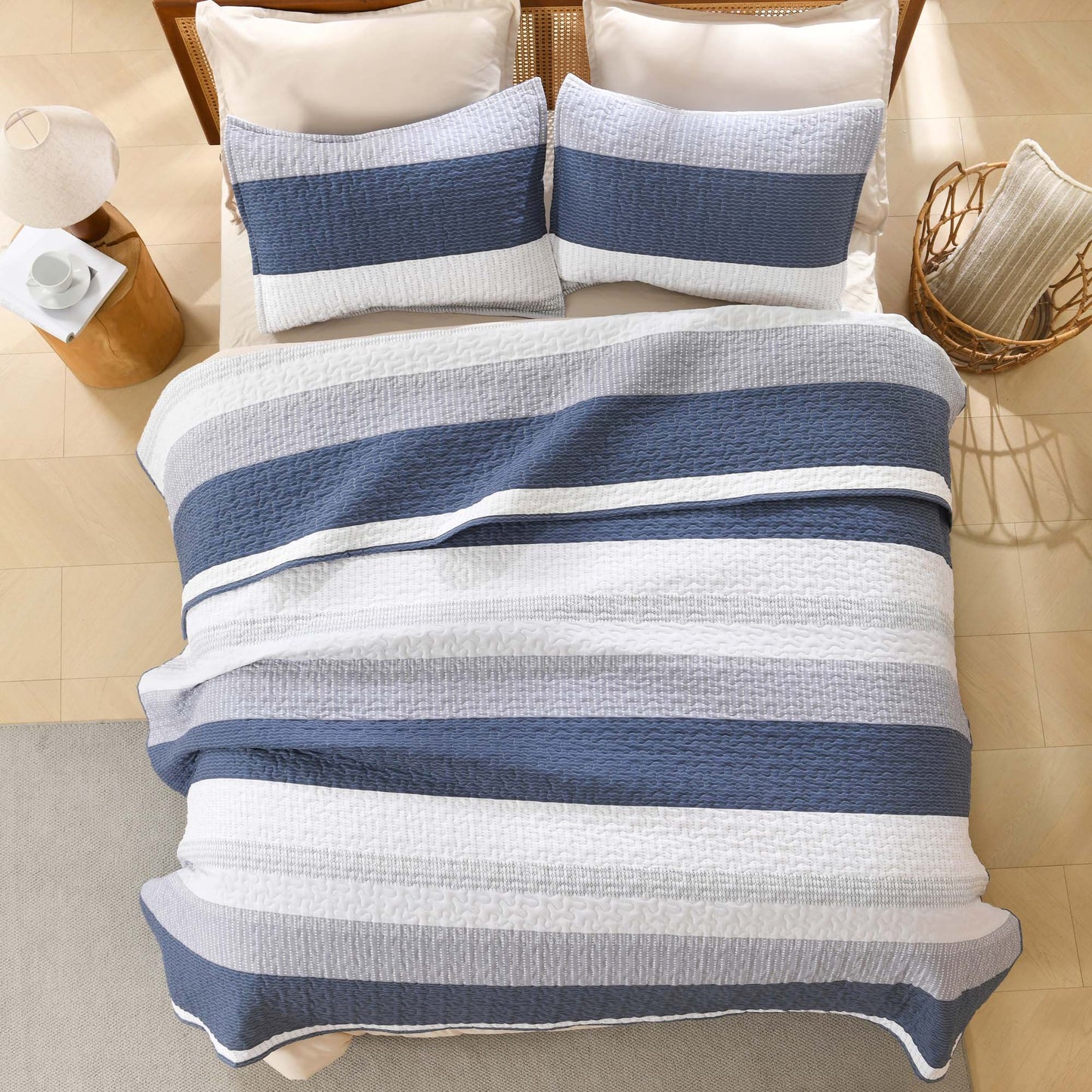 NoirZen Quilt Set – Black and White Striped All-Season Comfort with Plush Softness 7