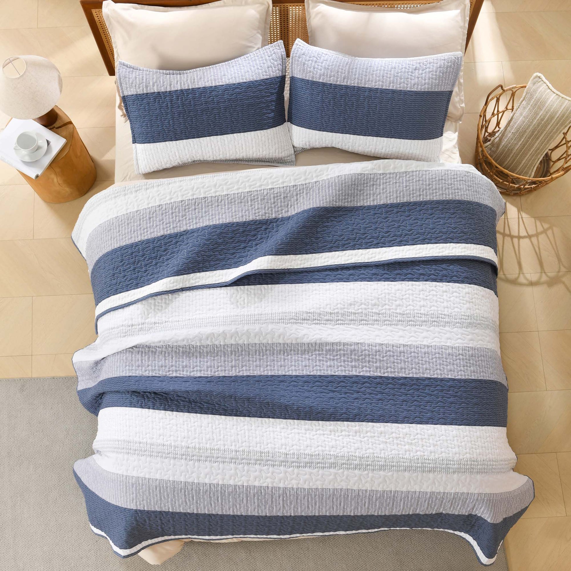 NoirZen Quilt Set – Black and White Striped All-Season Comfort with Plush Softness 7