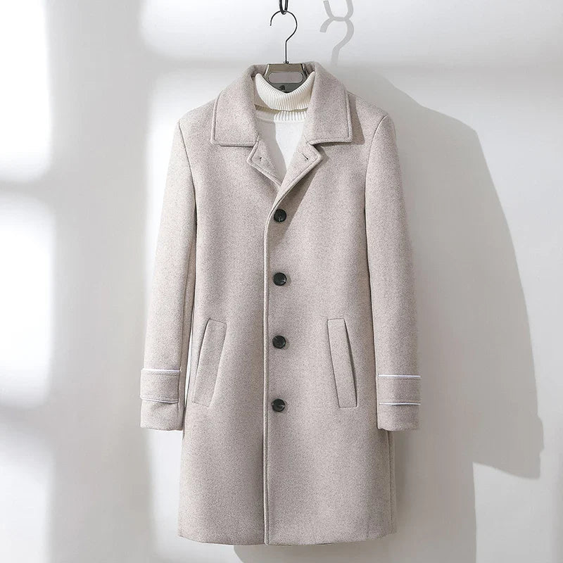 Nolan — Premium Wool Trench Coat with Modern Button Details (Cream S) - | Zavonix