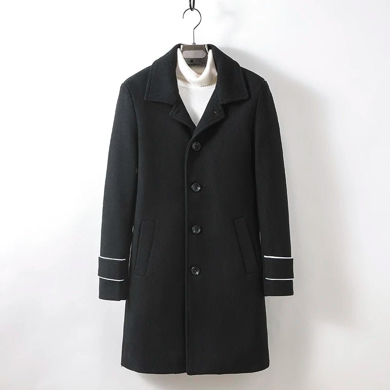 Nolan — Premium Wool Trench Coat with Modern Button Details (Black S) - | Zavonix