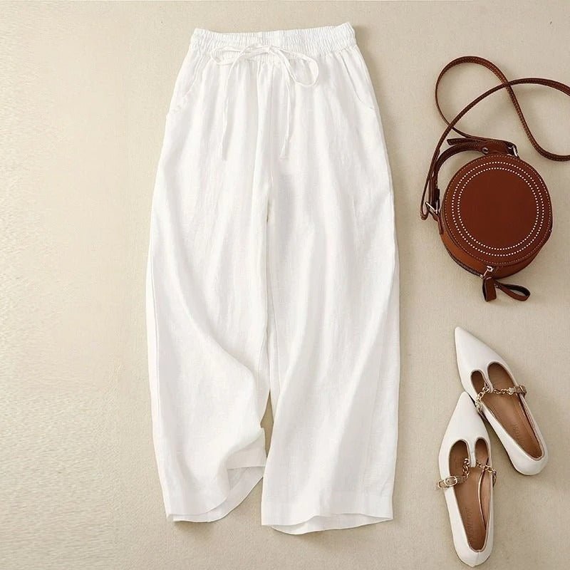 Nolari — Relaxed Cotton - Linen Harem Pants with Gathered Waist (Navy Blue XS) - | Zavonix