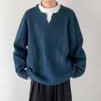 Norla — V - Cut Cable Knit Sweater with Ultra - Soft Warmth (Blue S) - | Zavonix