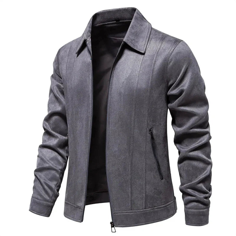 Norla Suede Jacket — Soft, Durable Tailored Outerwear with Zipper Pockets (Black S) - | Zavonix