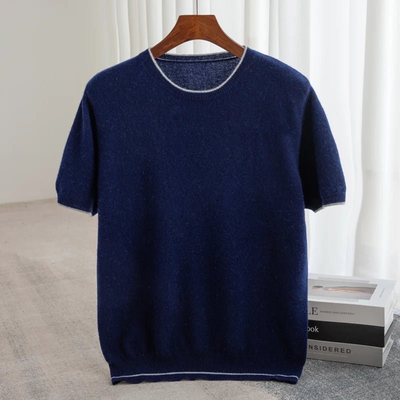 Norla — Premium Cashmere Knit Shirt with Color Accents (Navy Blue S) - | Zavonix