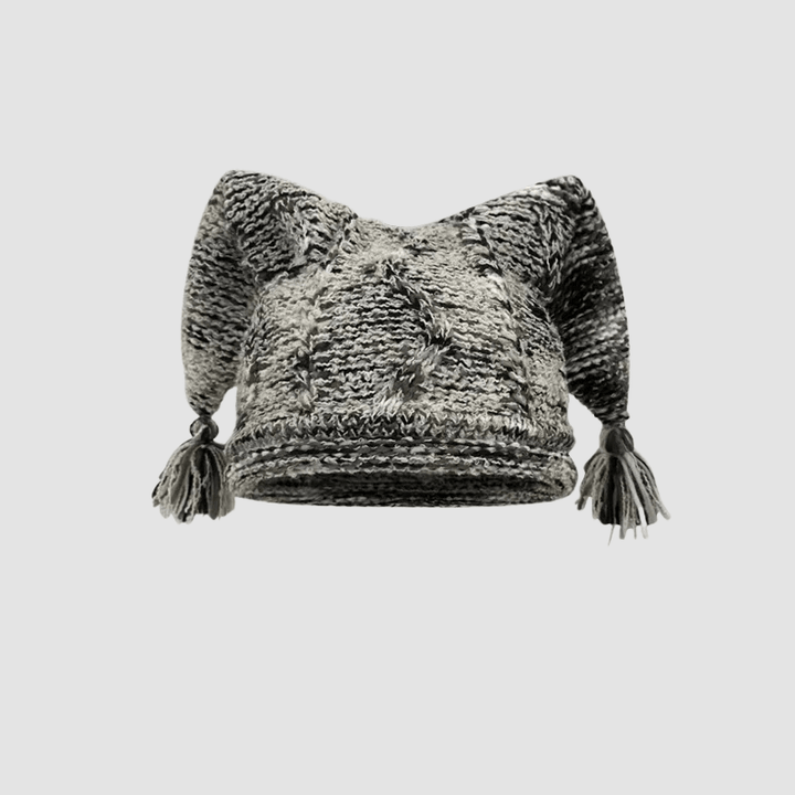 Norla Knit Beanie — Warm Handcrafted Winter Hat with Tassels (Off - White ) - | Zavonix