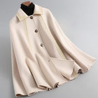 Nora Women's Cape | Soft Sheepskin Wool, Elegant Black Design 1