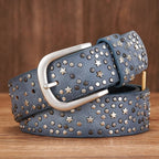 NovaStar Leather Studded Belt — Durable Casual Star Accent Accessory (Black XL) - | Zavonix