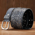 NovaStar Leather Studded Belt — Durable Casual Star Accent Accessory (Black XL) - | Zavonix