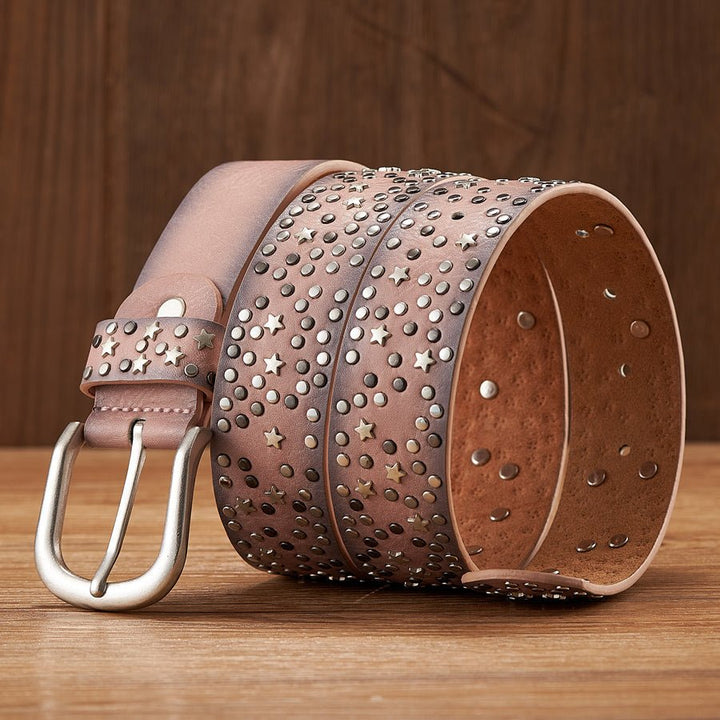 NovaStar Leather Studded Belt — Durable Casual Star Accent Accessory (Black XL) - | Zavonix