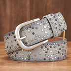 NovaStar Leather Studded Belt — Durable Casual Star Accent Accessory (Gray XL) - | Zavonix