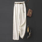 Norla Trousers — Lightweight Tencel High - Rise Pants with Pooled Hem (Brown XS) - | Zavonix