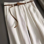 Norla Trousers — Lightweight Tencel High - Rise Pants with Pooled Hem (Brown XS) - | Zavonix