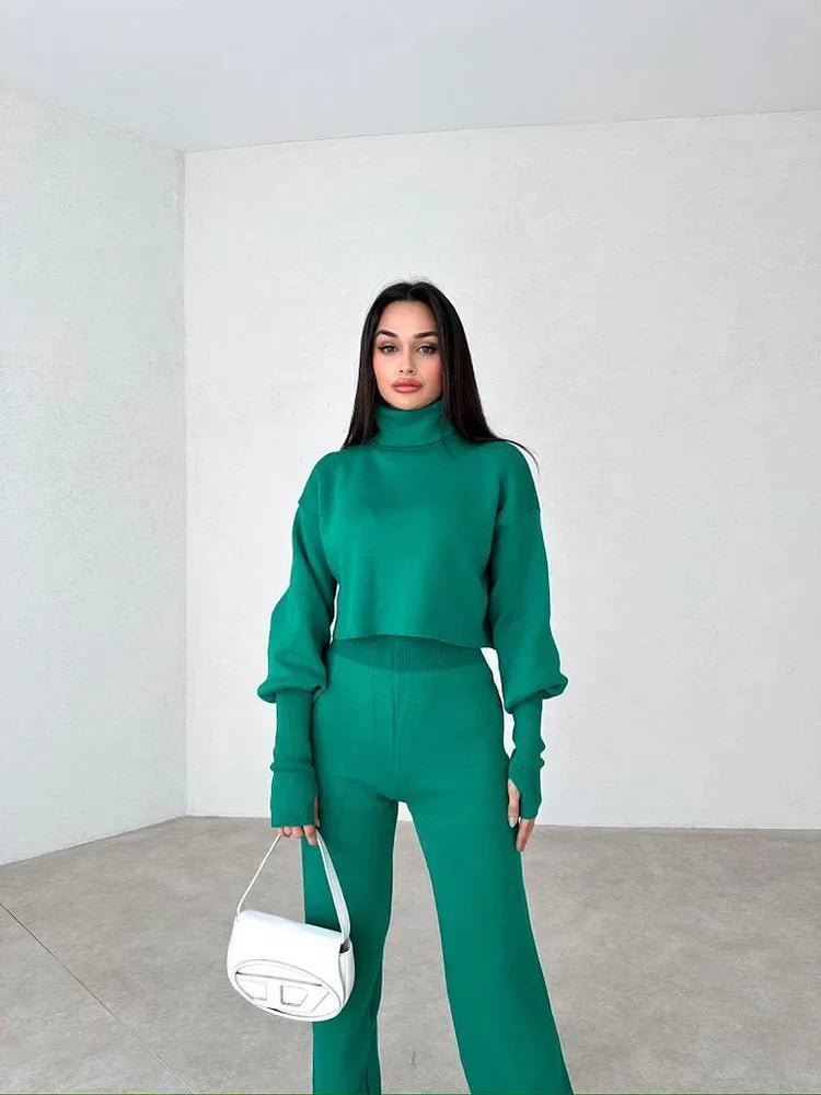 Noraflex Womens Knit Turtleneck Lounge Set Product Image 02